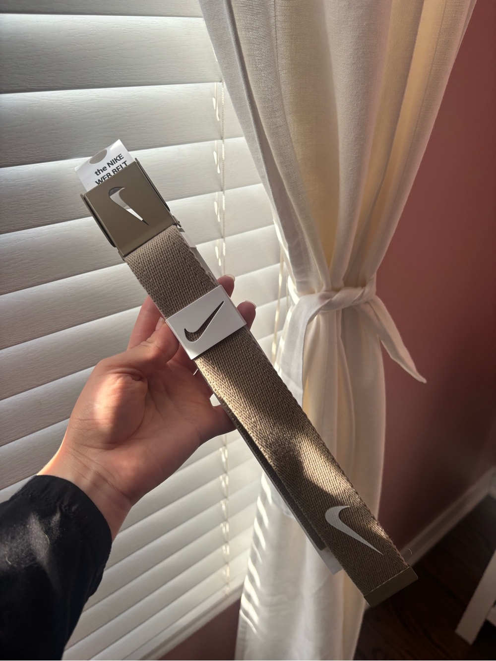 Nike Tan golf Canvas Web Belt with Swoosh Buckle with bottle opener